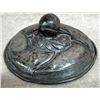 Image 8 : Antique pewter: 1)  Double handled covered dish with early touch marks - ornate cover has a figure f