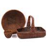 Image 1 : Lot of three Asian baskets including bamboo with a splint woven bowl - 18"dia., a handled flower bas