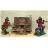 Image 1 : Three folk art items including a pair of unsigned carved and painted "Okies" standing 13.25" H and d