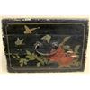 Image 4 : Five oriental items including 1) a 23" lacquered box with painted figures, flowers, and butterflies 