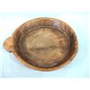 Image 2 : Early shallow wooden bowl with single wooden handle - (14.25" dia.) Shrinkage crack in center and tw