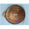 Image 3 : Early shallow wooden bowl with single wooden handle - (14.25" dia.) Shrinkage crack in center and tw
