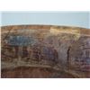 Image 4 : Early shallow wooden bowl with single wooden handle - (14.25" dia.) Shrinkage crack in center and tw