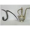 Image 1 : Two Middle Eastern decorative articles including a silver plated teapot etched with various figures;