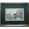 Image 2 : A pair of framed hand colored prints including "Broadway New York, South from the Park" signed E. C.