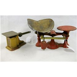 Two balance scales including 1) Mail scale in steel and brass - weighs 0-9 oz - Signed  Triner Scale