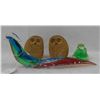 Image 1 : Decorative lot including a pair of composition owls 5"H, along with a vintage Murano pheasant measur