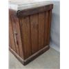 Image 4 : Primitive  19th C wainscot single door washstand with a ribbed marble drain board. 26.25"W x 27.5"H 