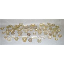 Large grouping of 19th C. cut and pressed clear glass salts, including Portland Acorn Band, Loop and