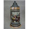 Image 2 : Six German beer steins including a one liter stein with a beer hall scene where it appears three ove