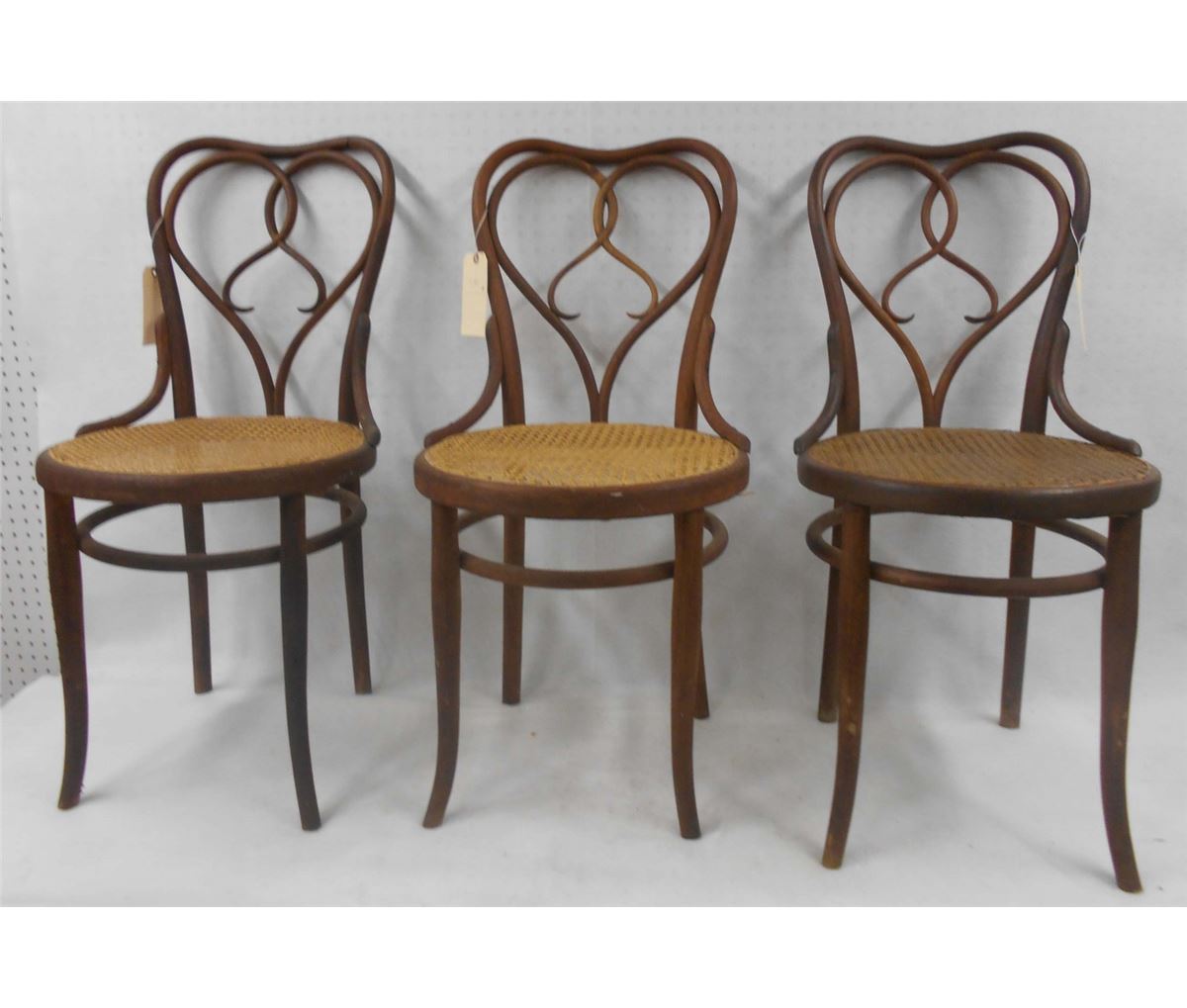 Three chairs signed / Austria". 19th century. All with