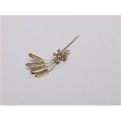 Antique 14K Gold And Seed Pearl Brooch