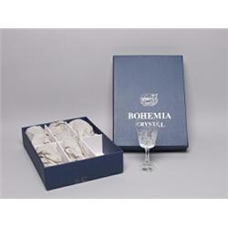Boxed Set of Six Cut Crystal Wine Glasses