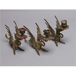 Three Cast Bronze Wyveren or Winged Gryphen