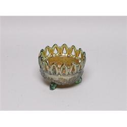 Carnival Glass Bowl with Open Heart Rim