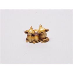 20th C. Netsuke Ivory -Two Mice