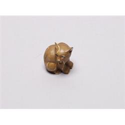 20th C. Netsuke Ivory - Cat