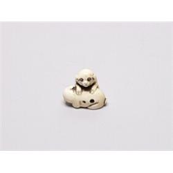 20th C. Netsuke Ivory - Two Kittens