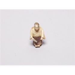 20th C. Netsuke Ivory - Woman with Fan