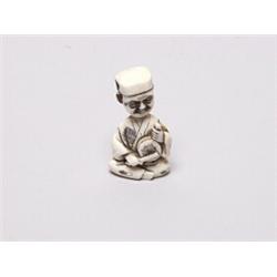 20th C. Netsuke Ivory - Man with Jiggly Head