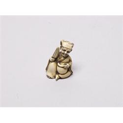 20th C. Netsuke Ivory - Man with Jiggly Head