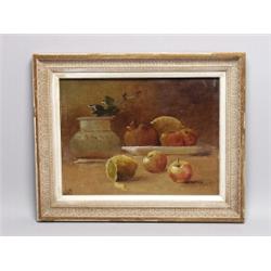 19th C. Oil on Canvas Laid Down Still Life