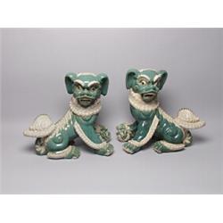 Pr Oriental Glazed Ceramic Temple Dogs