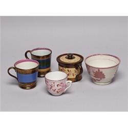 Four Antique English Lustre Wear Cups