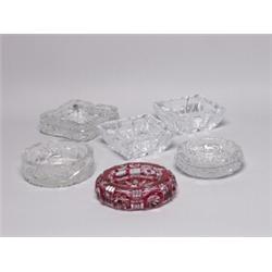 Six Various Crystal Ashtrays