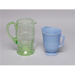 Two Depression Glass Pitchers