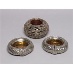 Three Indian Silver Plated Vessels