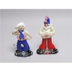 Pair of Czech Art Glass Clown Figures