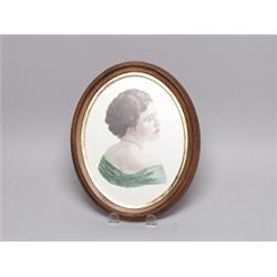 Oval Watercolour Portrait of a Young Lady