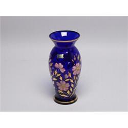 Signed Czech Cobalt Glass Vase