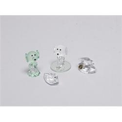Four Czech Cut Crystal Figures