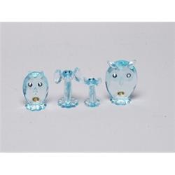 Four Czech Cut Crystal Figures