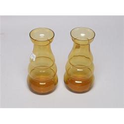Pair Amber Glass Hyacinth Vases
