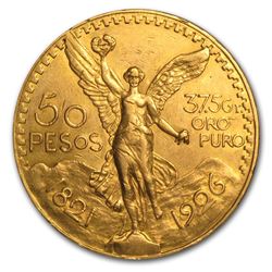 1926 Mexico Gold 50 Pesos Gold Content = 1.2057 oz. Better early date! Almost 1 1/4 Oz Gold