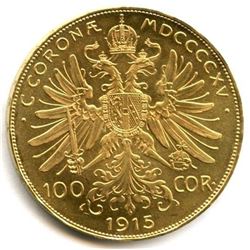 1915 Austria Gold 100 Coronas BU