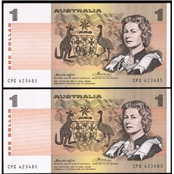 1976 Knight/Wheeler QEII One Dollar Consecutive Pair