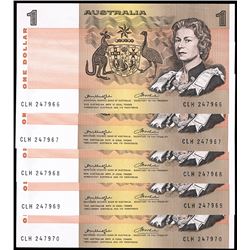 1976 Knight/Wheeler QEII One Dollar Consecutive Run of Five