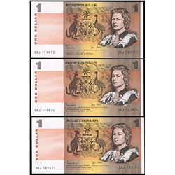 1982 Johnston/Stone QEII One Dollar Consecutive Trio