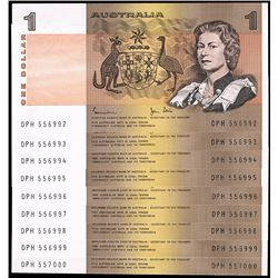 1982 Johnston/Stone QEII One Dollar Consecutive Run of Nine