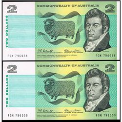 1966 Coombs/Wilson QEII Two Dollar Consecutive Pair