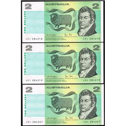1979 Knight/Stone QEII Two Dollar Note x 3