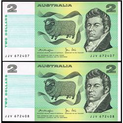 1979 Knight/Stone QEII Two Dollar Note Consecutive Pair