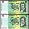 Image 1 : 1979 Knight/Stone QEII Two Dollar Note Consecutive Pair