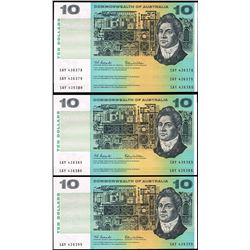 1966 Coombs/Wilson QEII Ten Dollar Note x 6