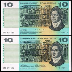 1968 Phillips/Randall Ten Dollar Consecutive Pair