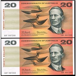 1966 Coombs/Wilson QEII Twenty Dollar Consecutive Pair